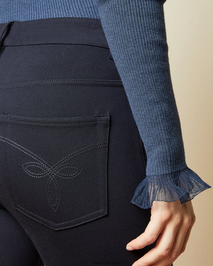 être Ted Baker femmes strenti - Jegging Ponti skinny avec revers zippé bleu foncé FR8J42331 vêtements
