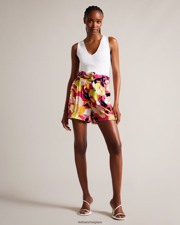 être Ted Baker femmes short ajusté à imprimé abstrait Thiana rose pétant FR8J4238 vêtements