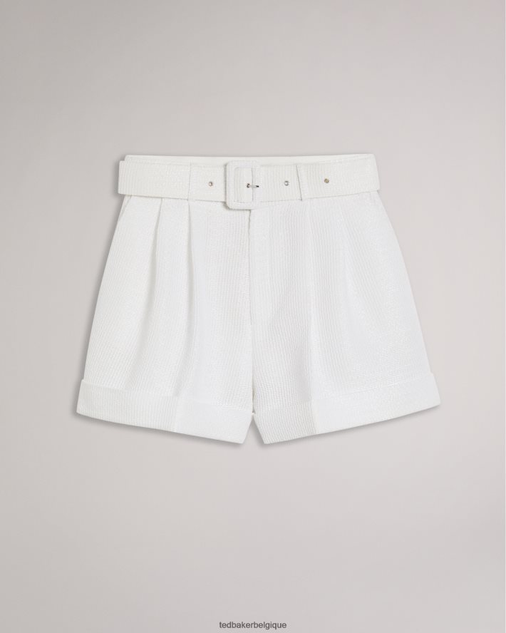 être Ted Baker femmes short ajusté tirsa avec large ceinture blanc FR8J42483 vêtements