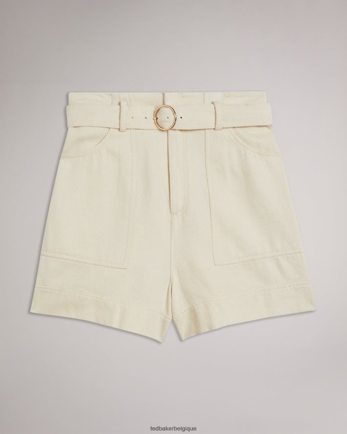 être Ted Baker femmes short indigow taille haute ceinturé Ivoire FR8J42300 vêtements