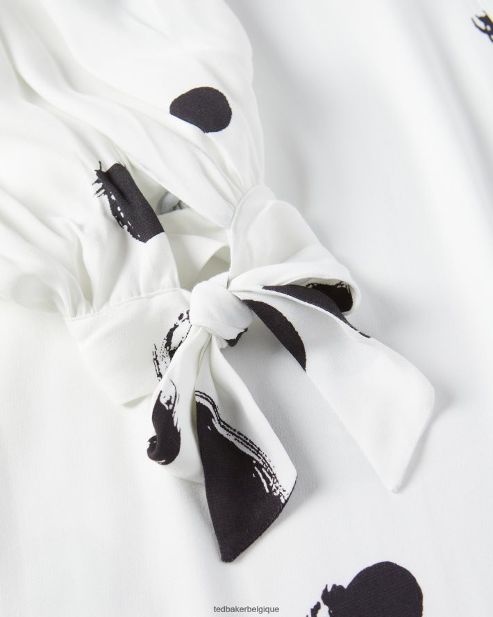 être Ted Baker femmes Eliyzza - Robe mi-longue boutonnée avec poignets à nouer blanc FR8J42487 vêtements