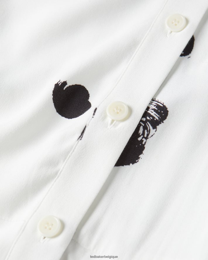 être Ted Baker femmes Eliyzza - Robe mi-longue boutonnée avec poignets à nouer blanc FR8J42487 vêtements