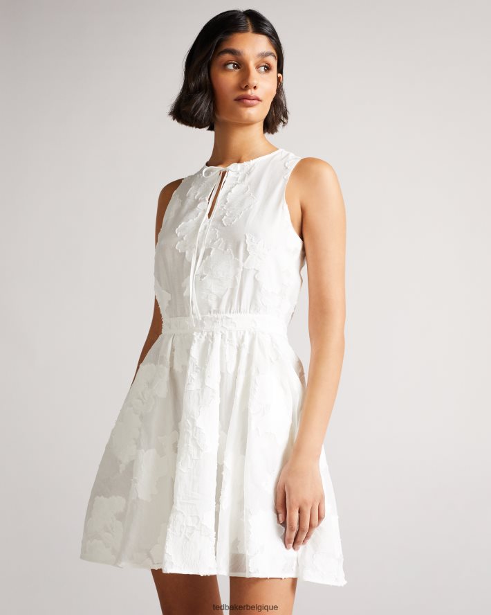 être Ted Baker femmes Maylee - Robe courte flippy avec lien à nouer au cou blanc FR8J42504 vêtements