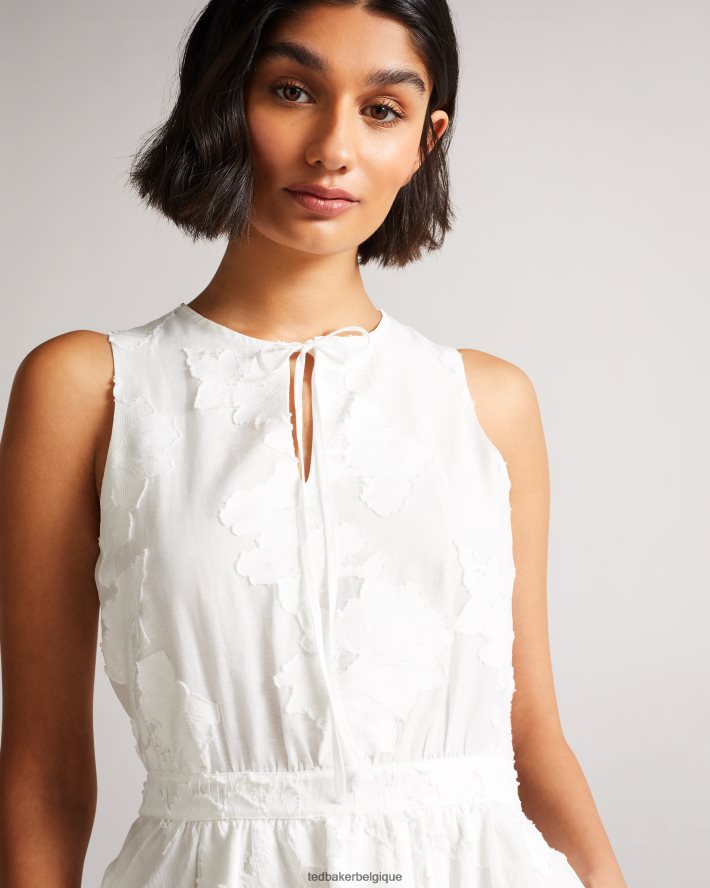 être Ted Baker femmes Maylee - Robe courte flippy avec lien à nouer au cou blanc FR8J42504 vêtements
