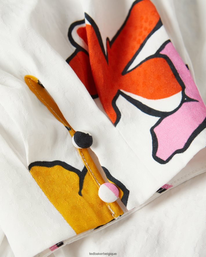 être Ted Baker femmes Wesllie - Robe courte imprimée cache-cœur blanc FR8J42544 vêtements