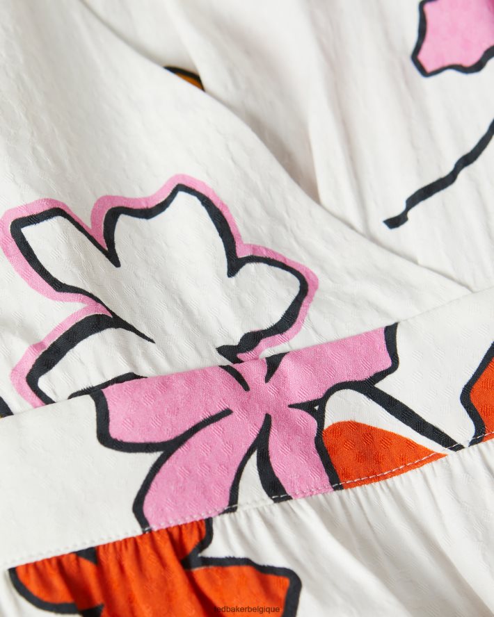 être Ted Baker femmes Wesllie - Robe courte imprimée cache-cœur blanc FR8J42544 vêtements