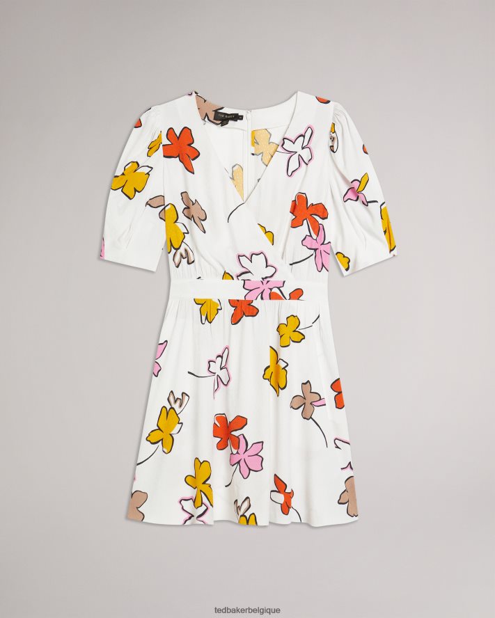 être Ted Baker femmes Wesllie - Robe courte imprimée cache-cœur blanc FR8J42544 vêtements