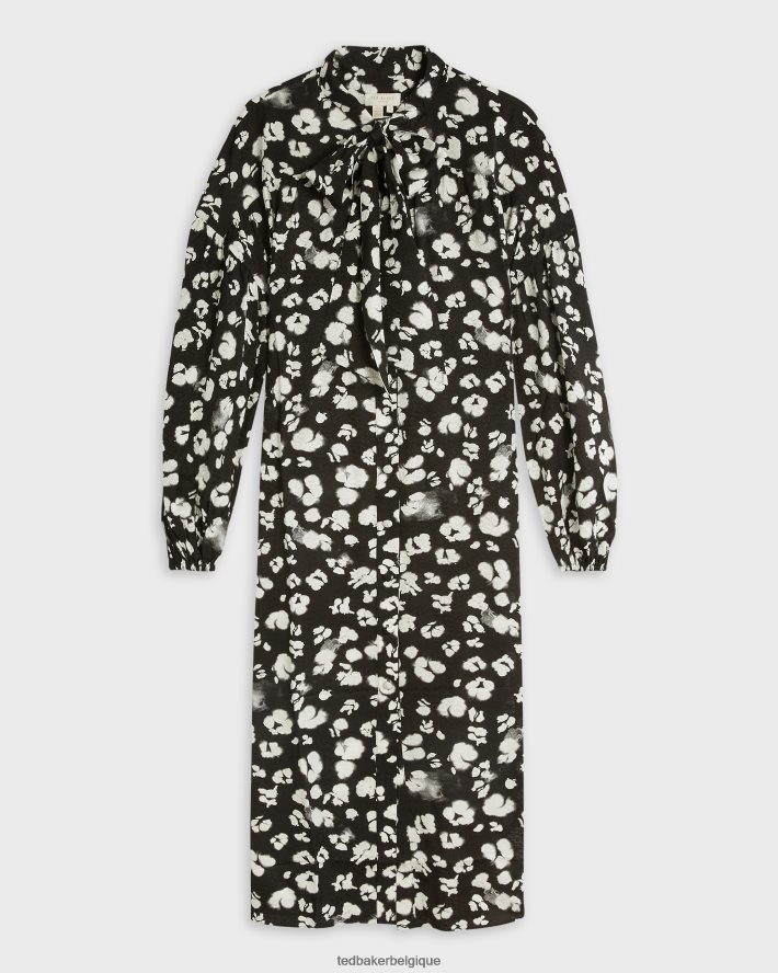 être Ted Baker femmes Wilmy - Robe longue à nœud lavallière noir FR8J42526 vêtements