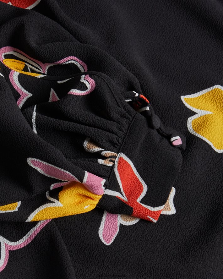 être Ted Baker femmes Yviee New World - Robe midi oversize à volants noir FR8J42538 vêtements