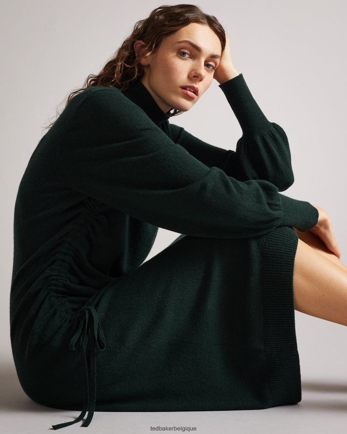 être Ted Baker femmes aavvaa - robe en maille avec détails froncés sur les côtés vert FR8J42530 vêtements