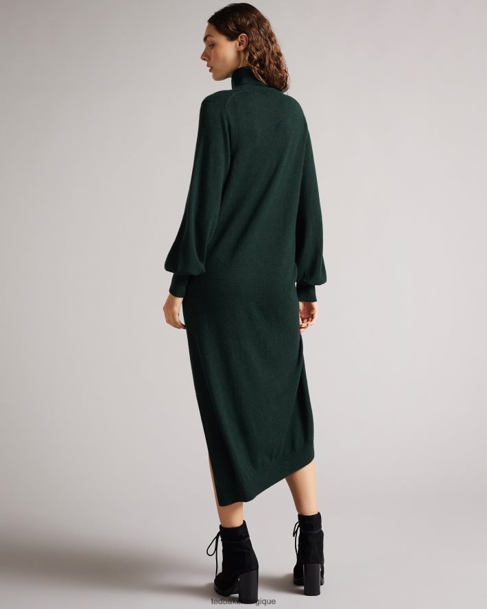 être Ted Baker femmes aavvaa - robe en maille avec détails froncés sur les côtés vert FR8J42530 vêtements