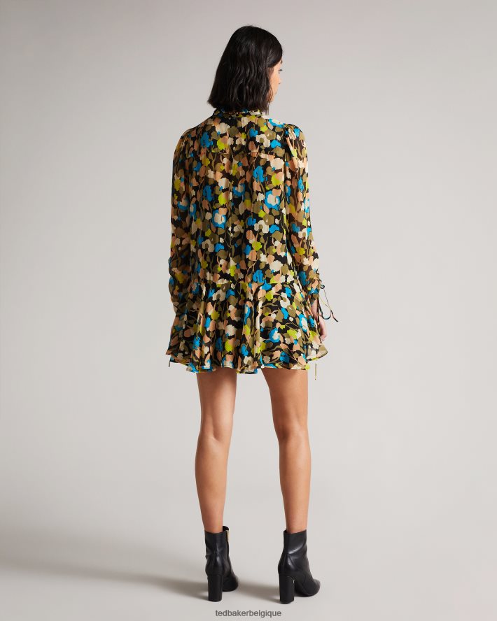 être Ted Baker femmes hariiee - robe courte à taille basse et fleurs noir FR8J42485 vêtements