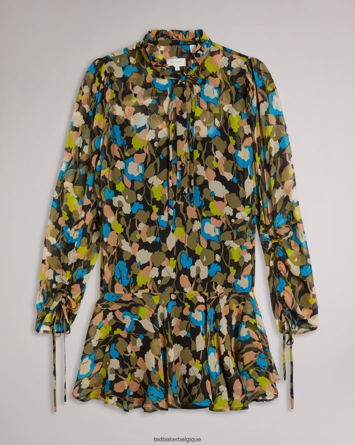 être Ted Baker femmes hariiee - robe courte à taille basse et fleurs noir FR8J42485 vêtements