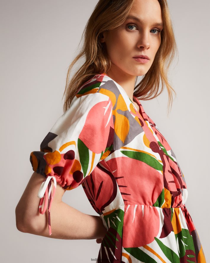 être Ted Baker femmes rhitaa - robe courte portefeuille à manches exagérées blanc FR8J42532 vêtements