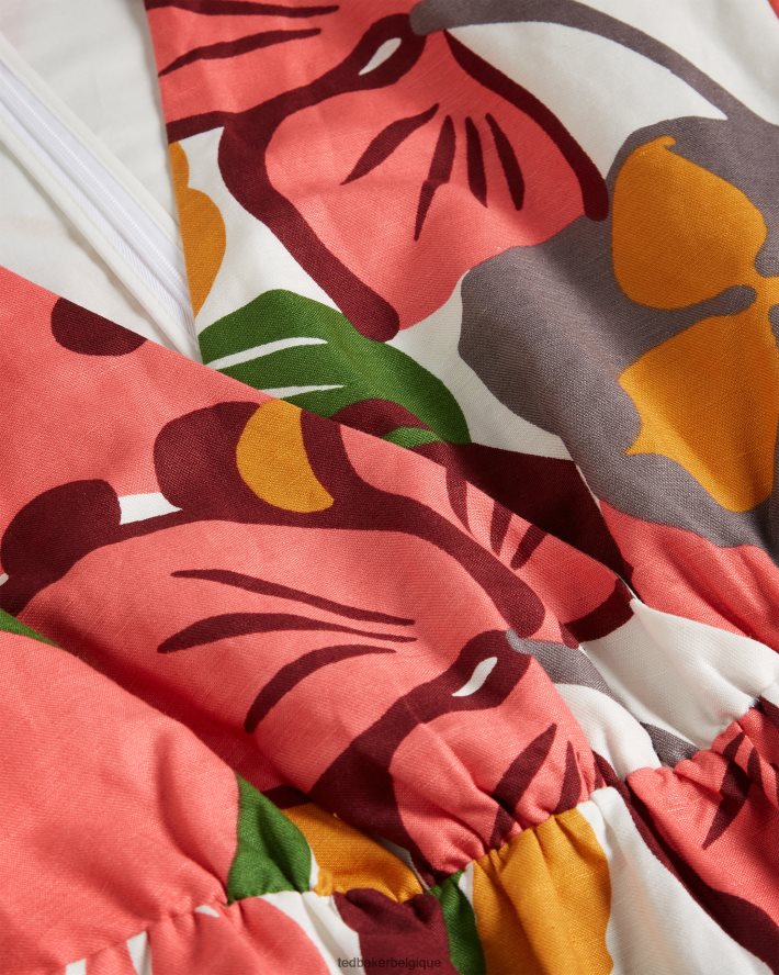 être Ted Baker femmes rhitaa - robe courte portefeuille à manches exagérées blanc FR8J42532 vêtements