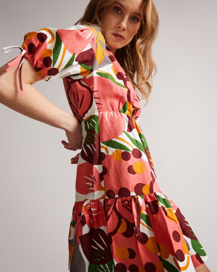 être Ted Baker femmes rhitaa - robe courte portefeuille à manches exagérées blanc FR8J42532 vêtements