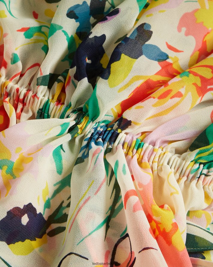 être Ted Baker femmes robe longue à manches ballon kiyrie blanc FR8J42564 vêtements