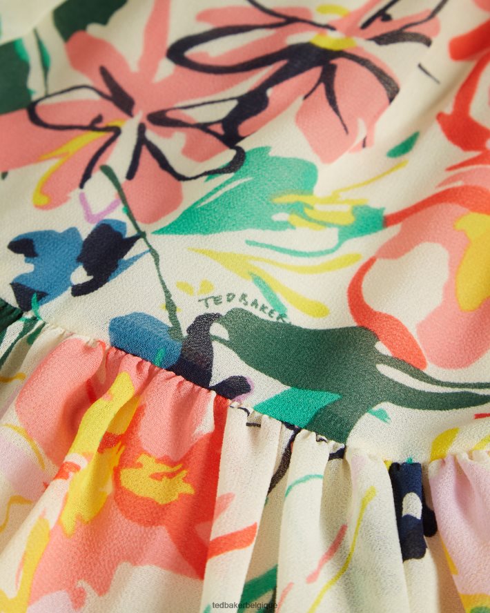 être Ted Baker femmes robe longue à manches ballon kiyrie blanc FR8J42564 vêtements