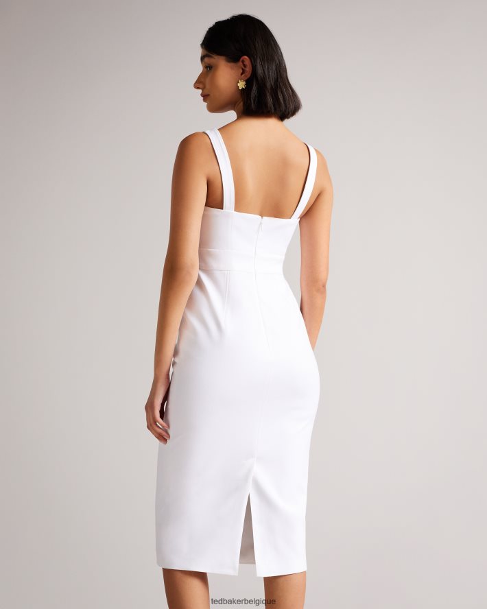 être Ted Baker femmes robe mi-longue moulante Klarika blanc FR8J42495 vêtements
