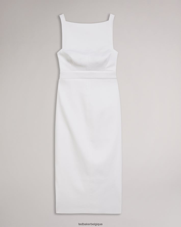 être Ted Baker femmes robe mi-longue moulante Klarika blanc FR8J42495 vêtements