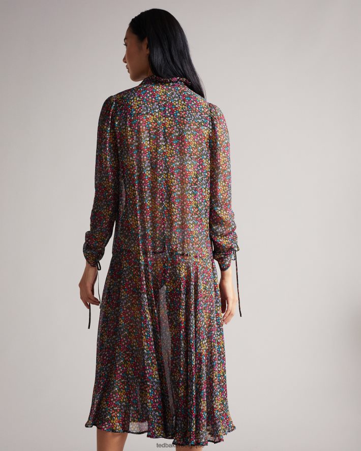 être Ted Baker femmes robe midi bevlia à taille basse noir FR8J42519 vêtements