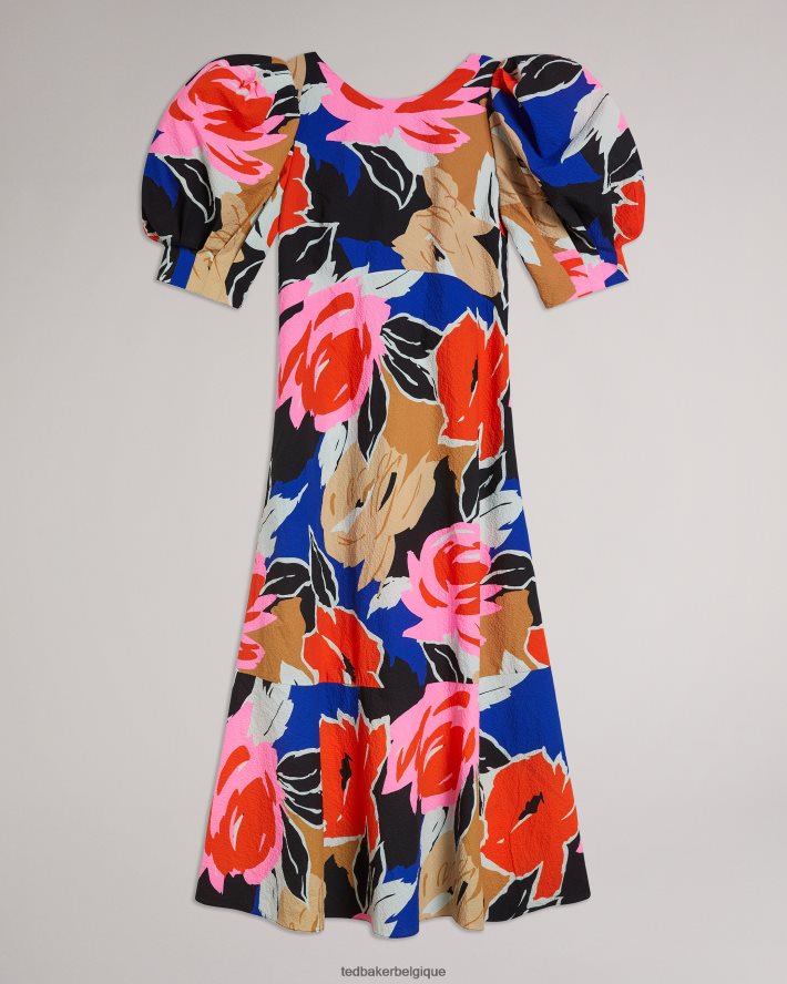 être Ted Baker femmes robe midi à imprimé floral harpia noir FR8J42503 vêtements