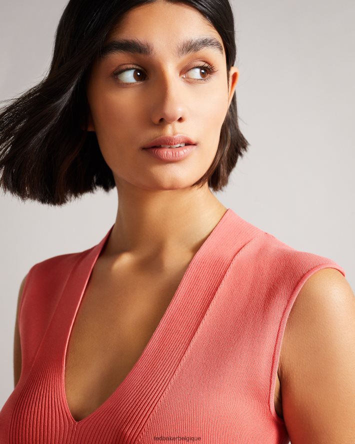 être Ted Baker femmes robe moulante novari à col en V corail FR8J42612 vêtements