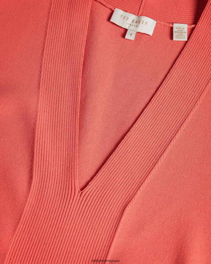 être Ted Baker femmes robe moulante novari à col en V corail FR8J42612 vêtements