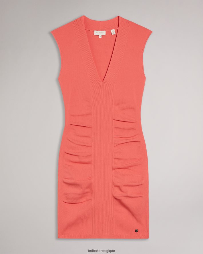 être Ted Baker femmes robe moulante novari à col en V corail FR8J42612 vêtements