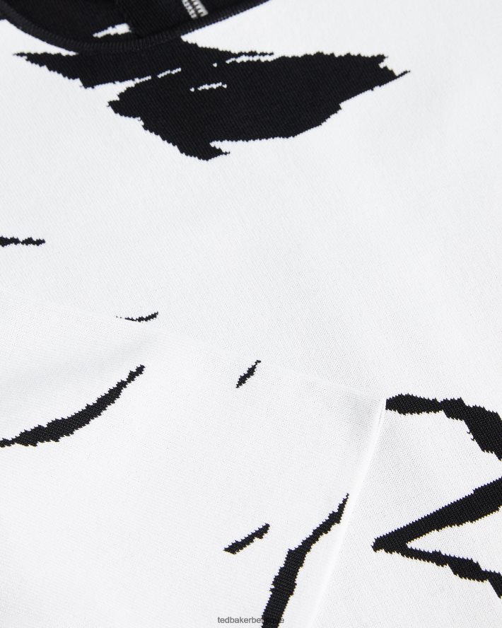 être Ted Baker femmes robe patineuse en jacquard savina blanc FR8J42505 vêtements