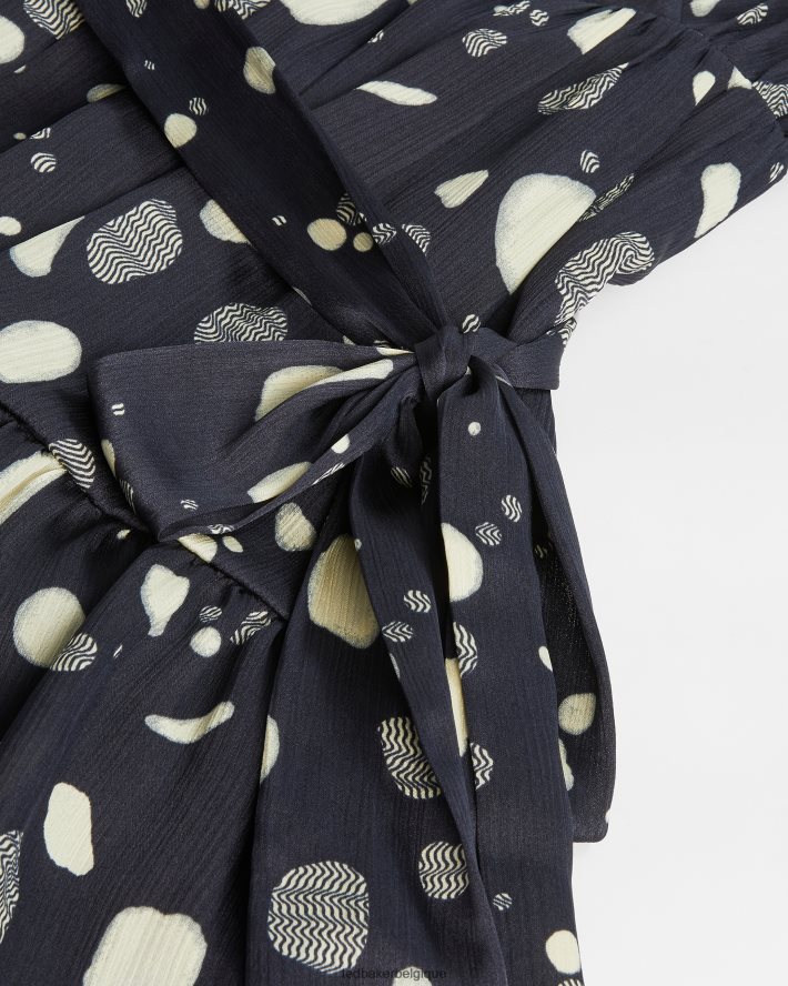 être Ted Baker femmes robe patineuse à manches bouffantes steviee marine FR8J42548 vêtements