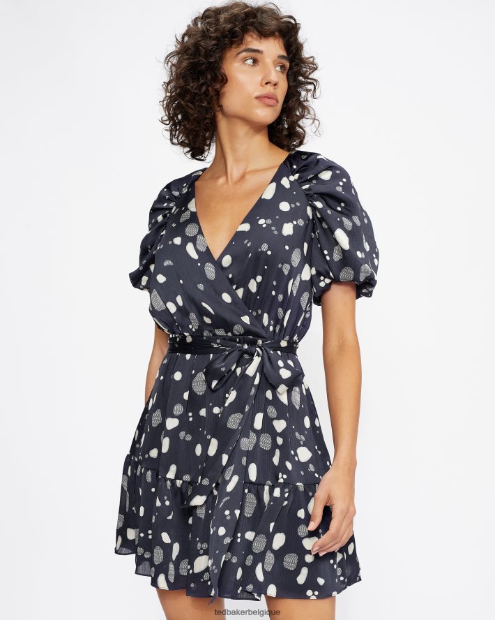 être Ted Baker femmes robe patineuse à manches bouffantes steviee marine FR8J42548 vêtements
