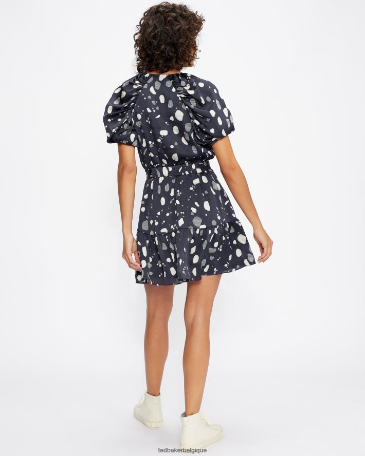 être Ted Baker femmes robe patineuse à manches bouffantes steviee marine FR8J42548 vêtements