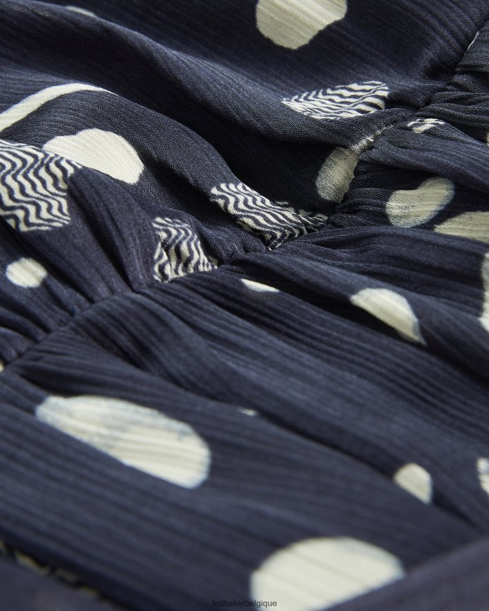 être Ted Baker femmes robe patineuse à manches bouffantes steviee marine FR8J42548 vêtements