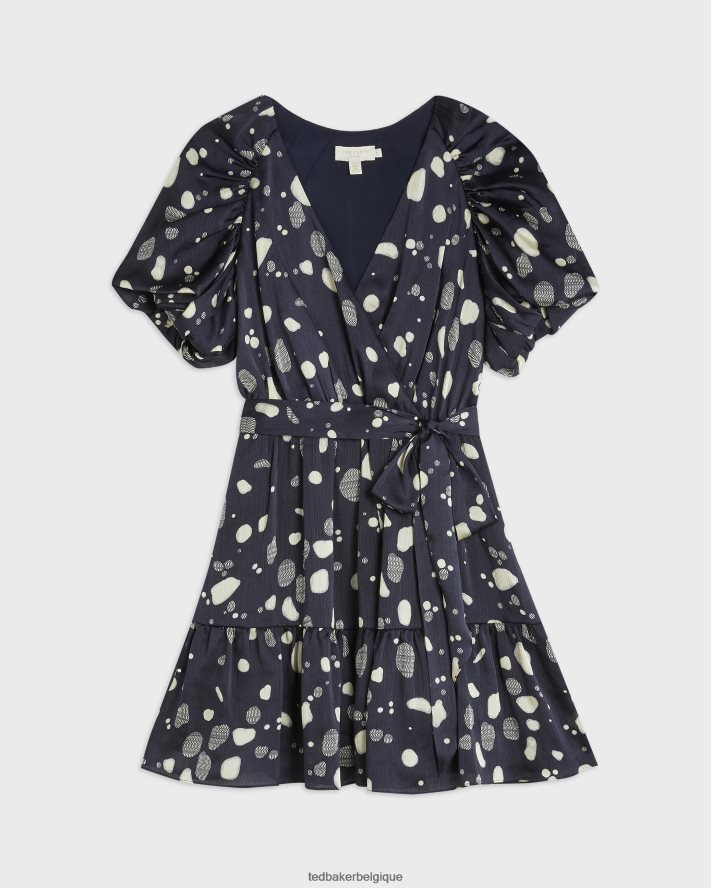 être Ted Baker femmes robe patineuse à manches bouffantes steviee marine FR8J42548 vêtements