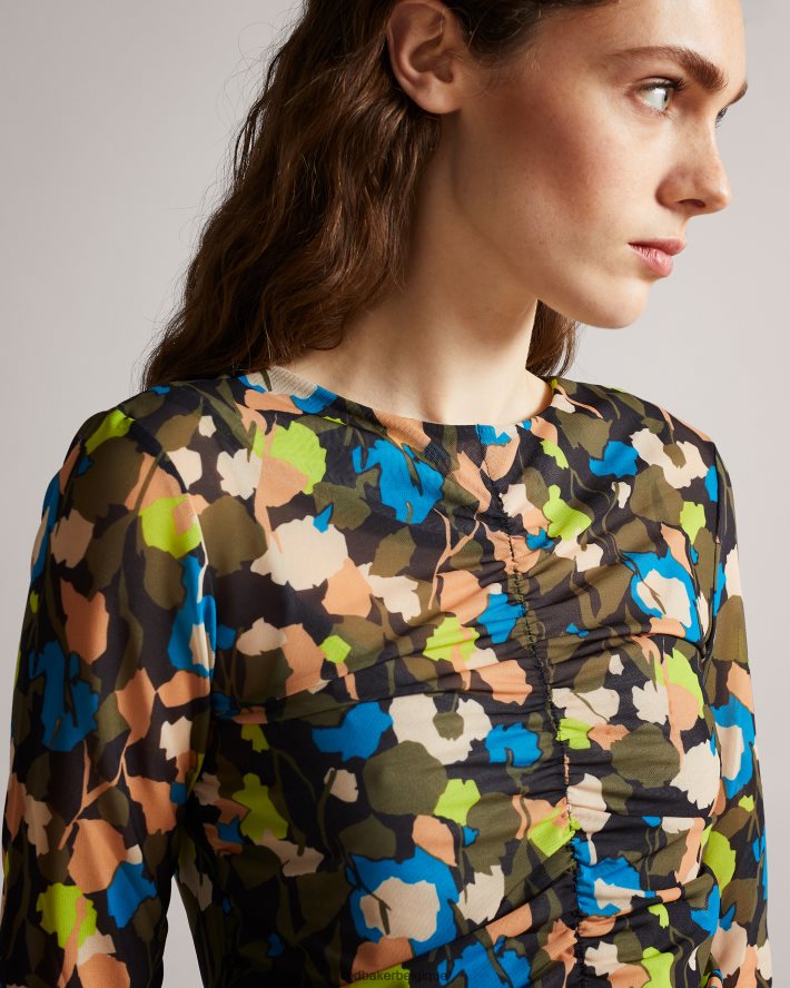 être Ted Baker femmes robe ttinna froncée sur le devant noir FR8J42507 vêtements