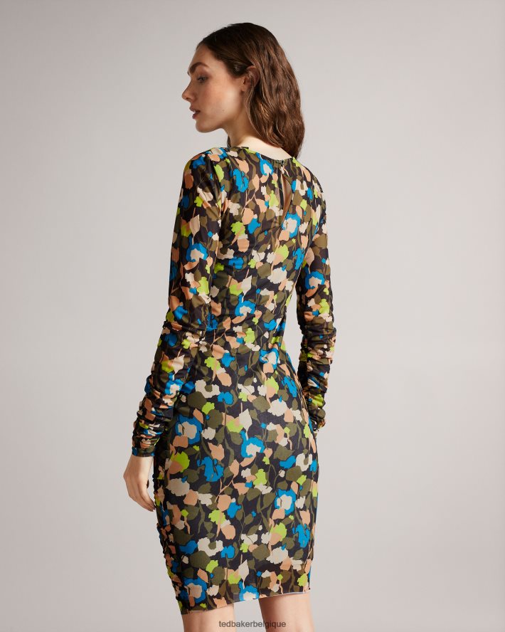 être Ted Baker femmes robe ttinna froncée sur le devant noir FR8J42507 vêtements