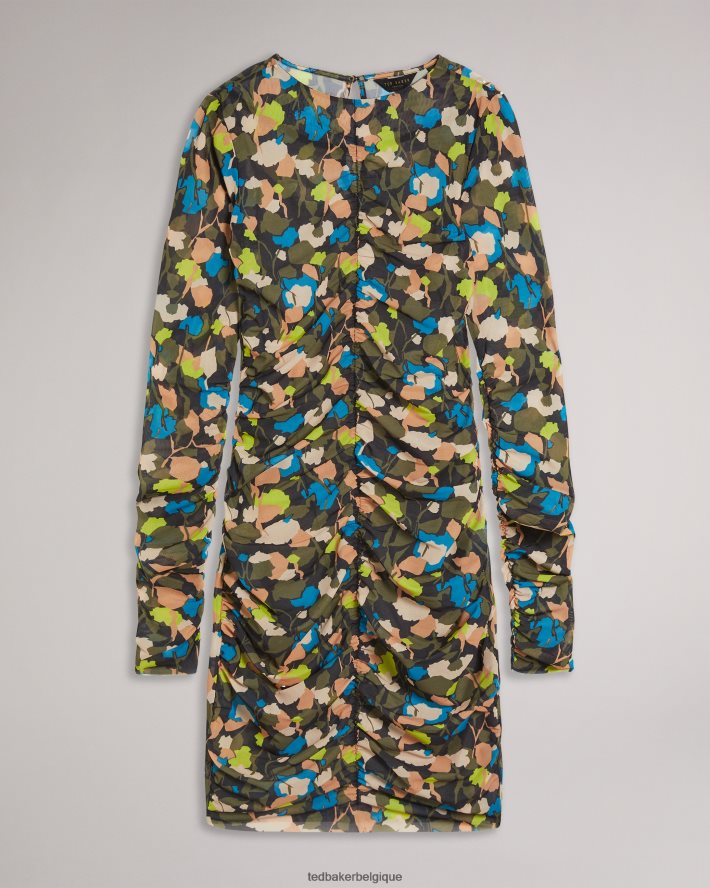 être Ted Baker femmes robe ttinna froncée sur le devant noir FR8J42507 vêtements