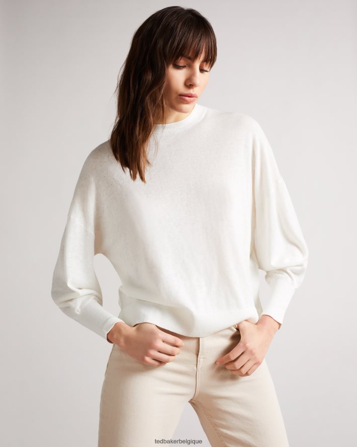 être Ted Baker femmes Nicci - Pull à détails de manches blanc FR8J42543 vêtements