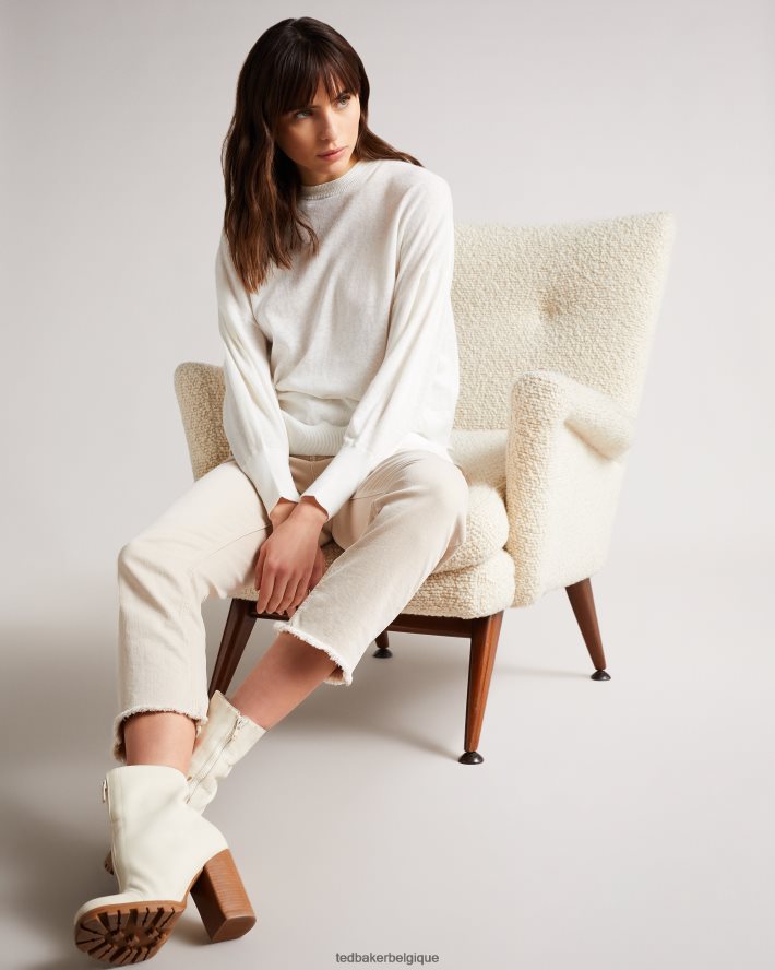 être Ted Baker femmes Nicci - Pull à détails de manches blanc FR8J42543 vêtements