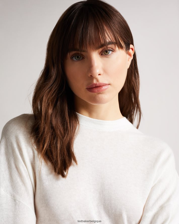 être Ted Baker femmes Nicci - Pull à détails de manches blanc FR8J42543 vêtements