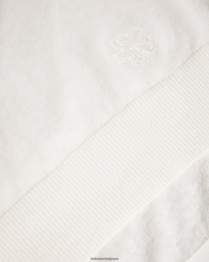 être Ted Baker femmes Nicci - Pull à détails de manches blanc FR8J42543 vêtements