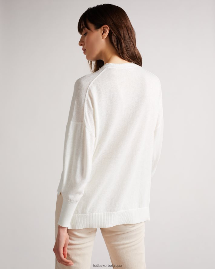 être Ted Baker femmes Nicci - Pull à détails de manches blanc FR8J42543 vêtements