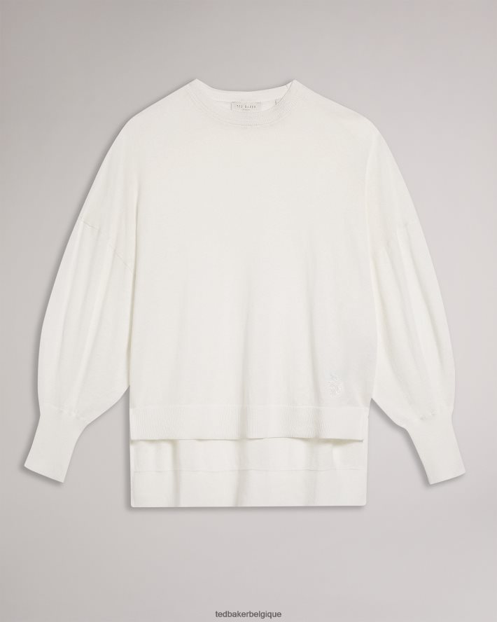 être Ted Baker femmes Nicci - Pull à détails de manches blanc FR8J42543 vêtements