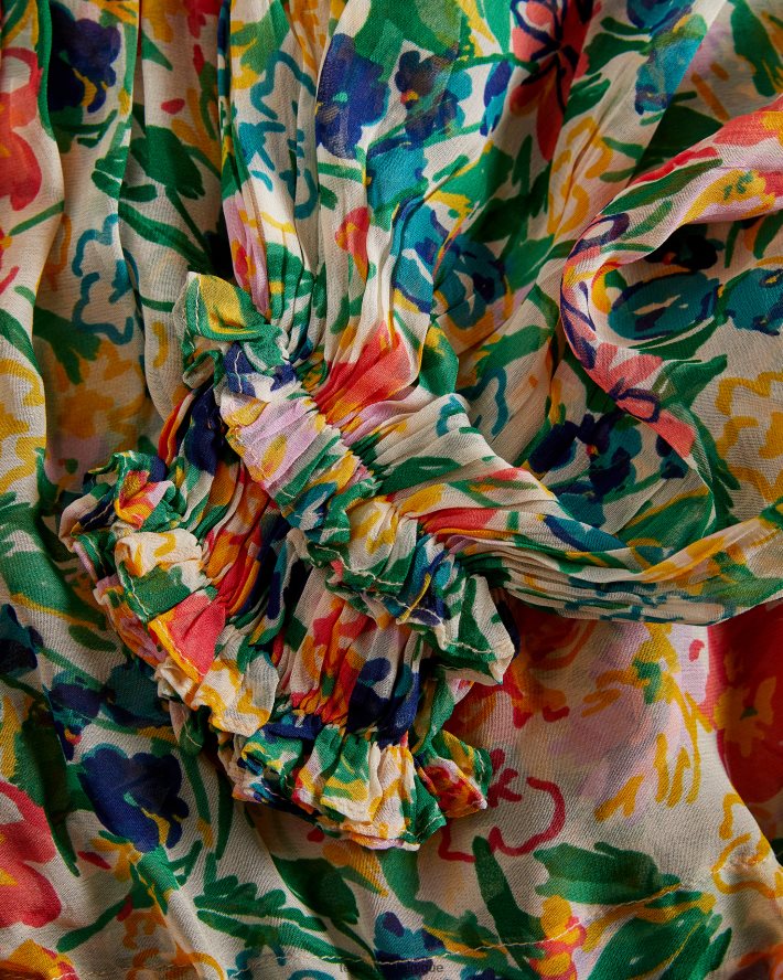 être Ted Baker femmes blouse imprimée kesara avec lien à la taille blanc FR8J42648 vêtements