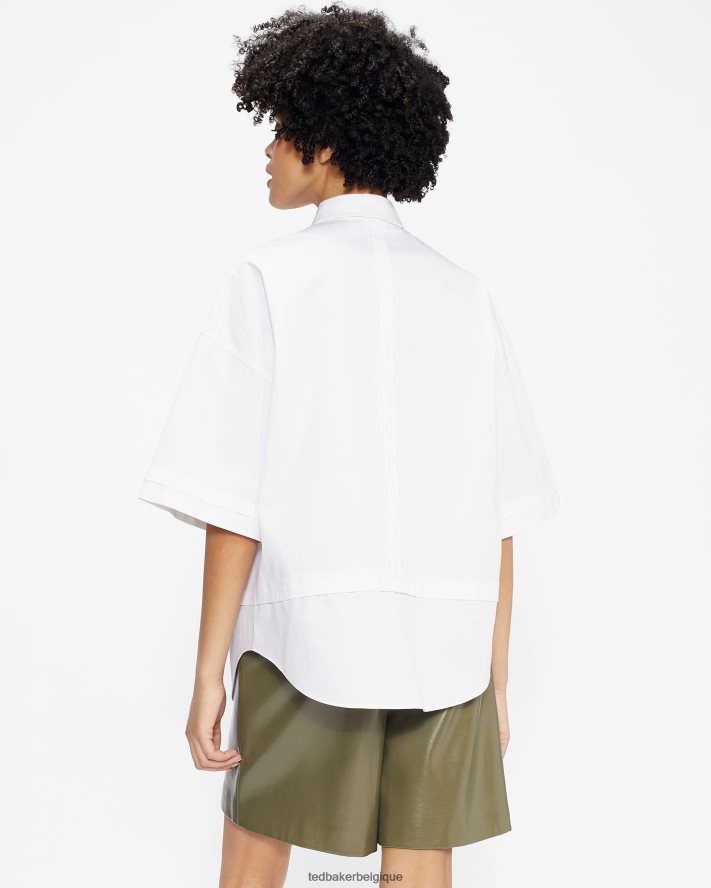être Ted Baker femmes chemise oversize à manches 3/4 orlanda blanc FR8J42578 vêtements