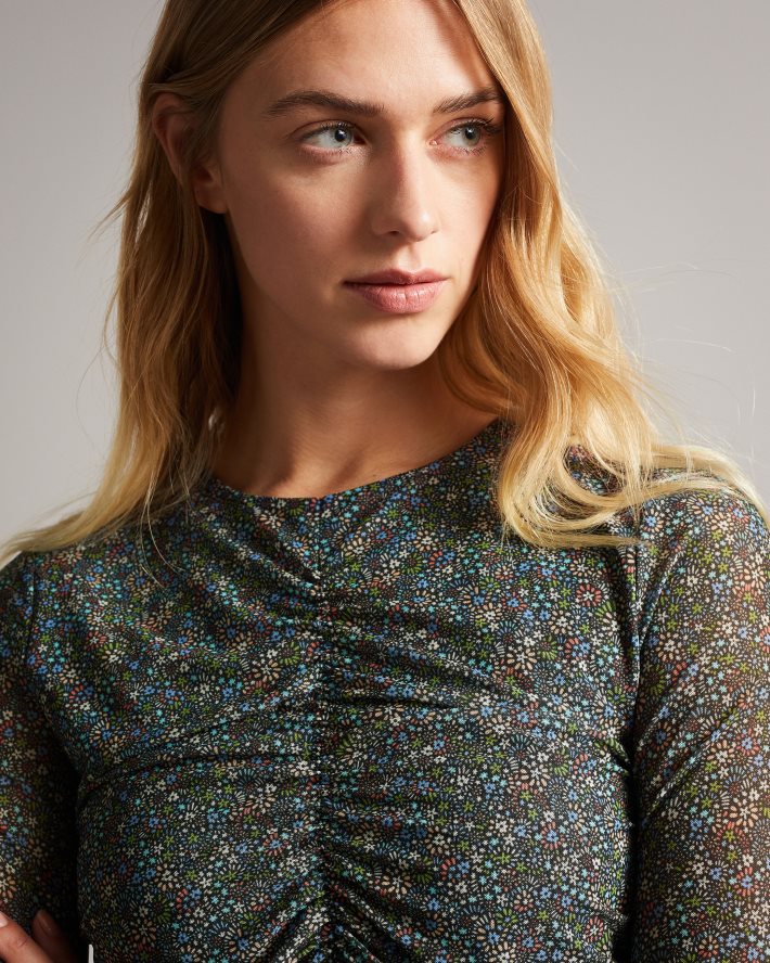 être Ted Baker femmes savannn - haut en jersey froncé sur le devant noir FR8J42575 vêtements