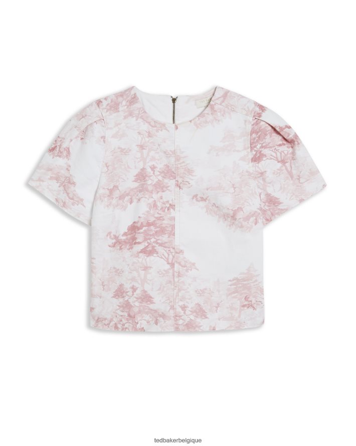 être Ted Baker femmes Jonett - T-shirt court en jean avec bord brut rose moyen FR8J42571 vêtements