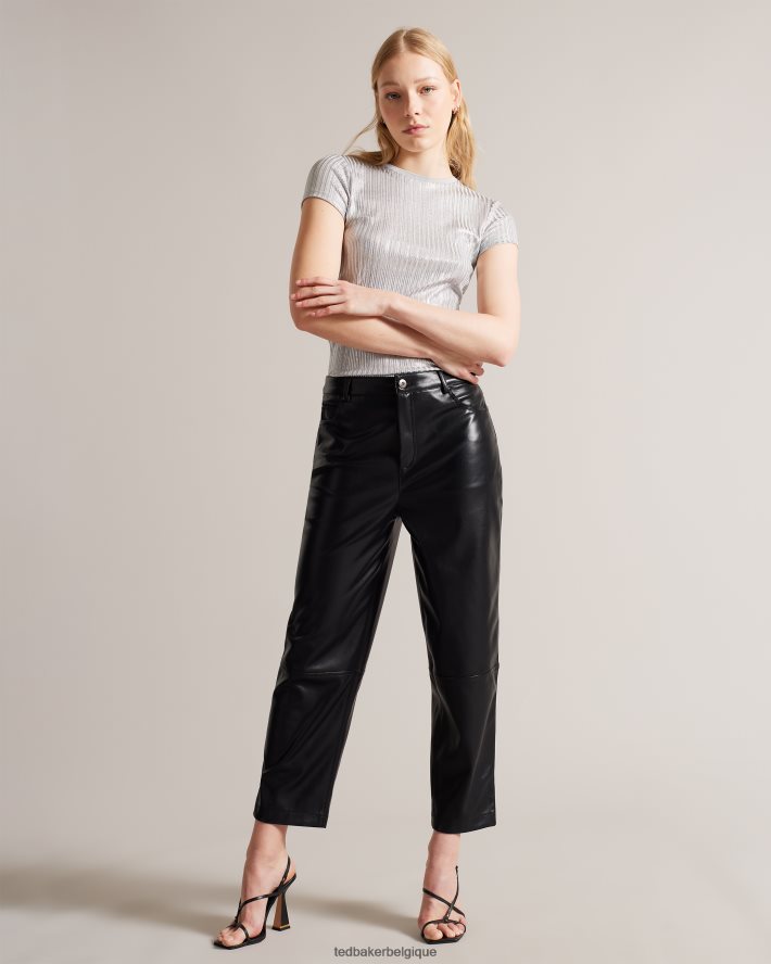 être Ted Baker femmes catrino t-shirt ajusté métallisé argent FR8J42556 vêtements