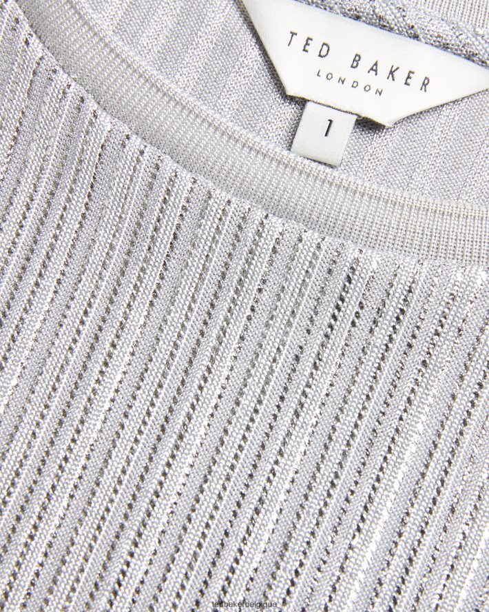 être Ted Baker femmes catrino t-shirt ajusté métallisé argent FR8J42556 vêtements